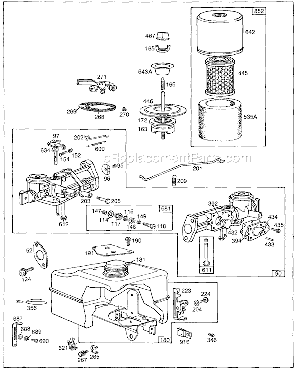 Page B Diagram and Parts List for 81200SERIES  Briggs and Stratton Engine